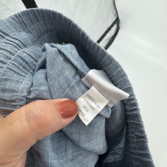 Athleta Retreat Linen Wide Leg Pants Blue Chambray Lightweight Comfort Size 22 - Picture 10 of 11